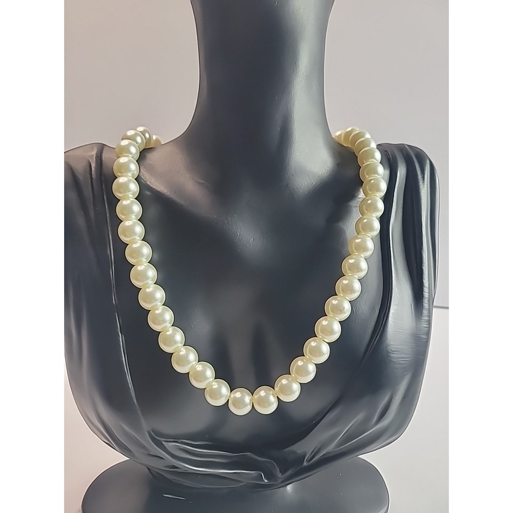 Faux Pearl Strand Necklace Ivory‎ Cream Beaded Wedding Necklace